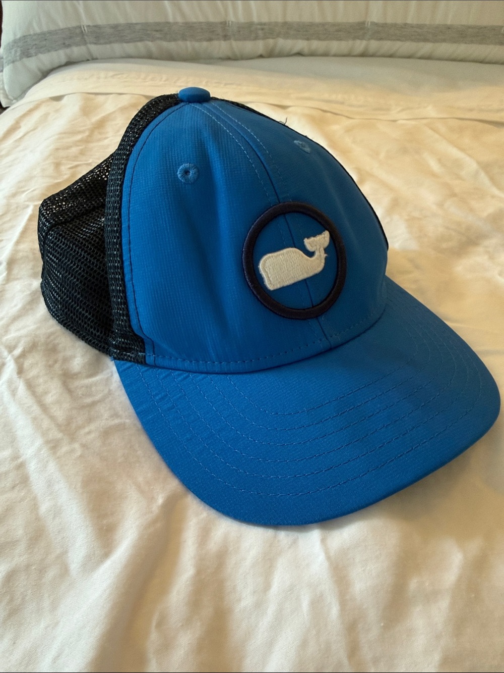 Vineyard Vines Blue and Black Kids Trucker Hat with Whale Patch
